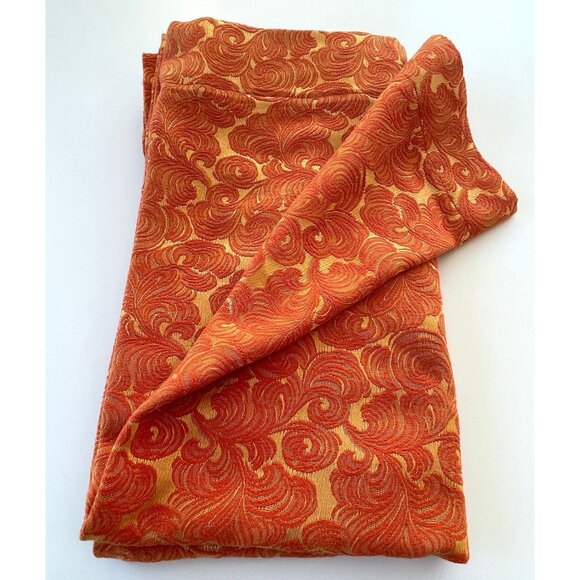 Vintage 60s curtain, orange gold jewel tones drape, single panel, shiny glossy - Picture 1 of 10